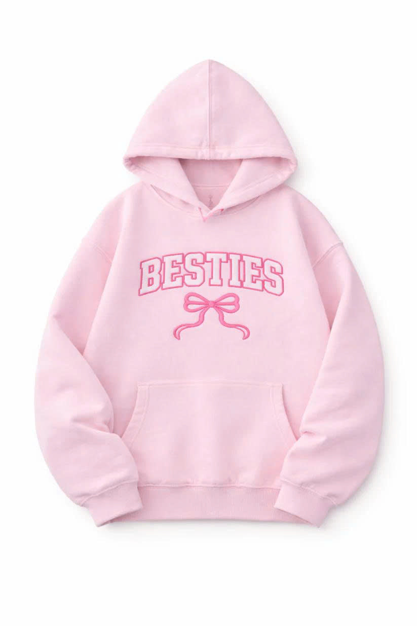 COQUETTE PINK BOW EMBROIDERED BESTIES SHIRT, CUTE GIRLY BALLETCORE GIFT PH-0066