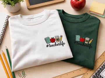EMBROIDERED TEACHER TEE, BACK TO SCHOOL SHIRT, CUTE TEACHER GIFT LL - 0069