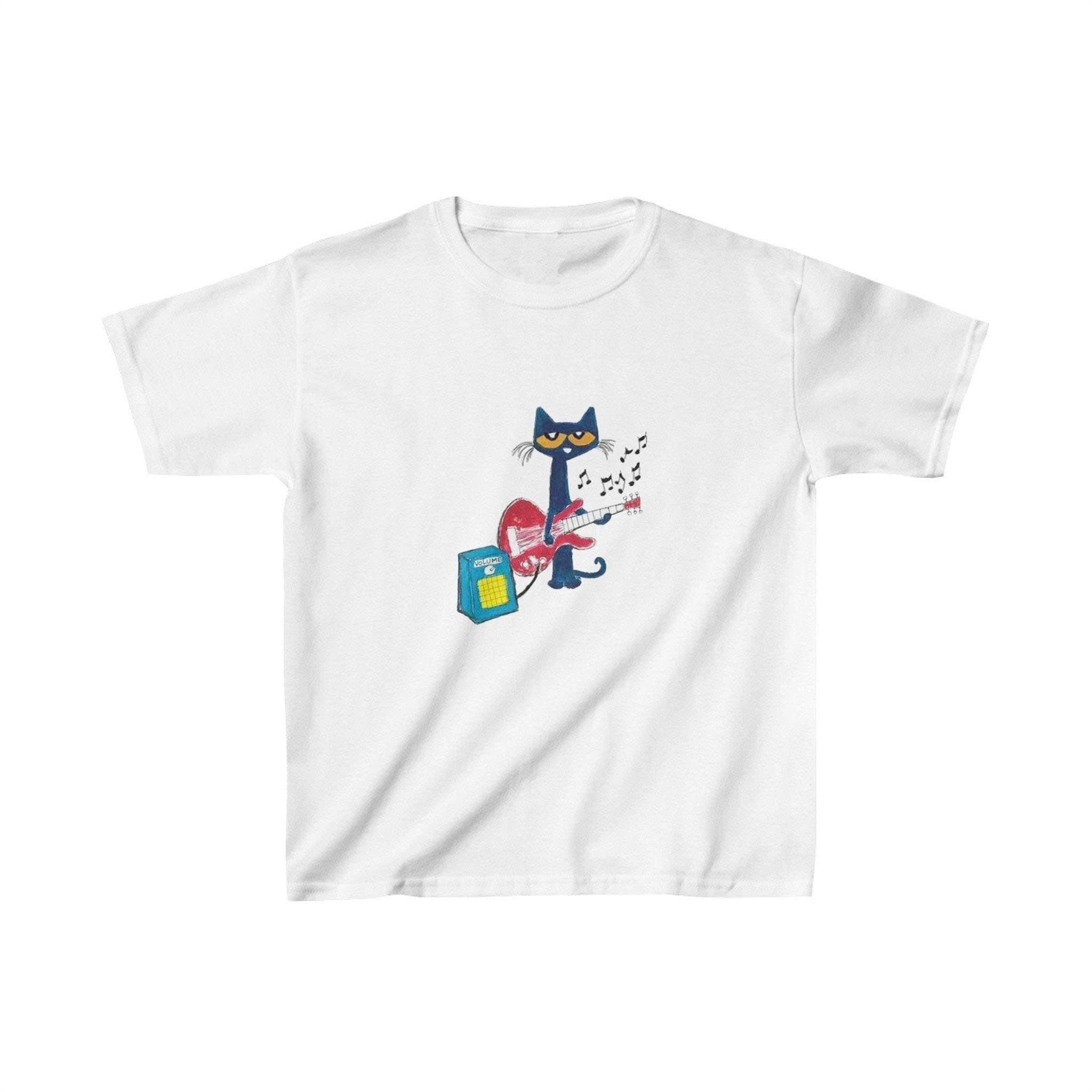 PETE THE CAT PLAYING GUITAR SHIRT, Y2K TRENDY TEE, GRAPHIC SHIRT PH-0072