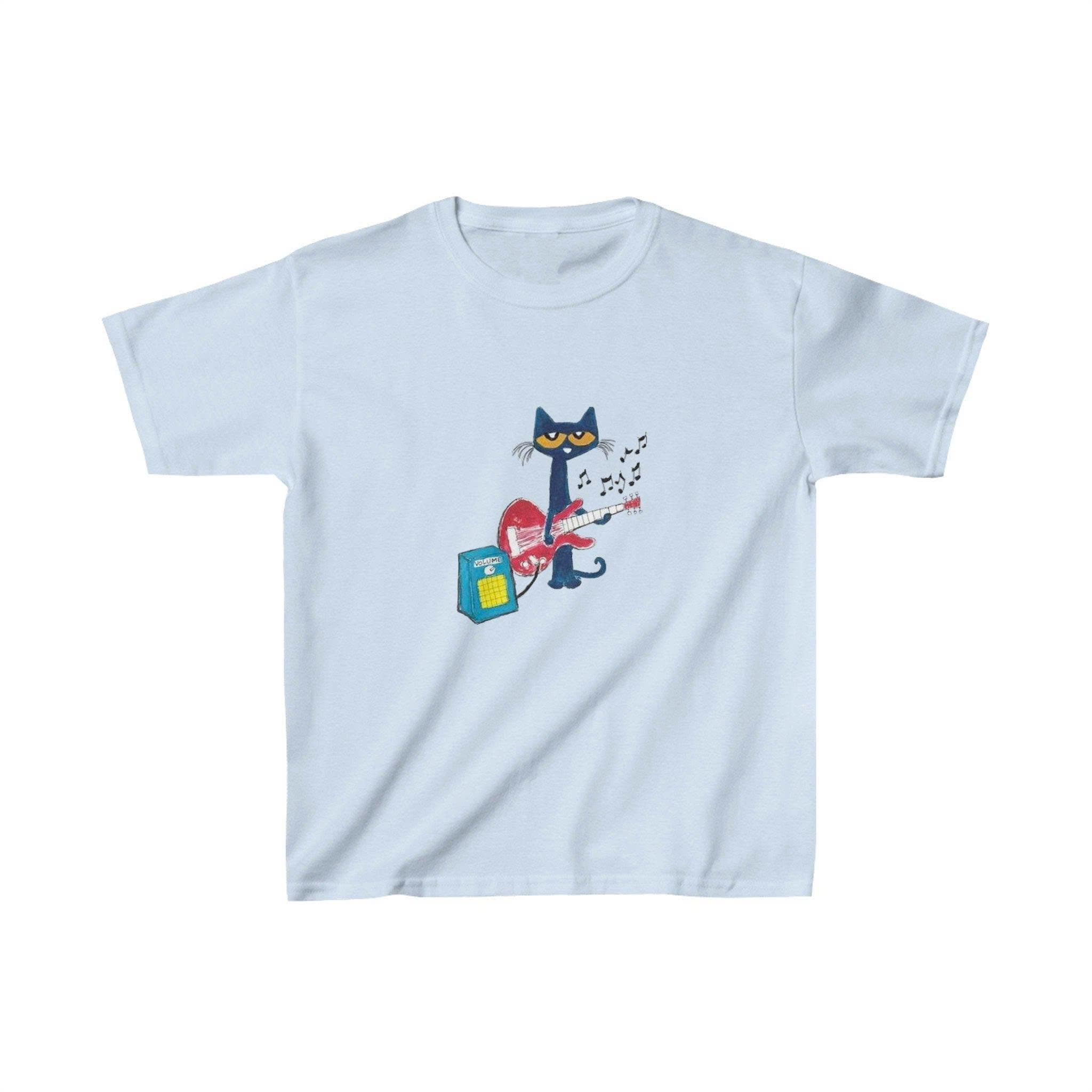 PETE THE CAT PLAYING GUITAR SHIRT, Y2K TRENDY TEE, GRAPHIC SHIRT PH-0072