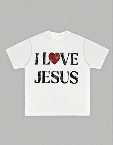 VINTAGE I LOVE JESUS PRINT SHORT SLEEVE T-SHIRT - PERFECT FOR CHRISTIAN MEN DAILY WEAR IS AN IDEAL GIFT CHOICE PH-0074