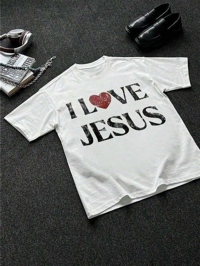 VINTAGE I LOVE JESUS PRINT SHORT SLEEVE T-SHIRT - PERFECT FOR CHRISTIAN MEN DAILY WEAR IS AN IDEAL GIFT CHOICE PH-0074