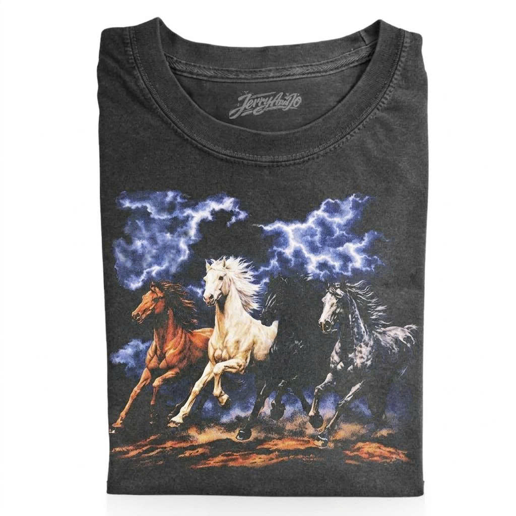 RUNNING HORSES VINTAGE 90S GRAPHIC T-SHIRT LL - 0115